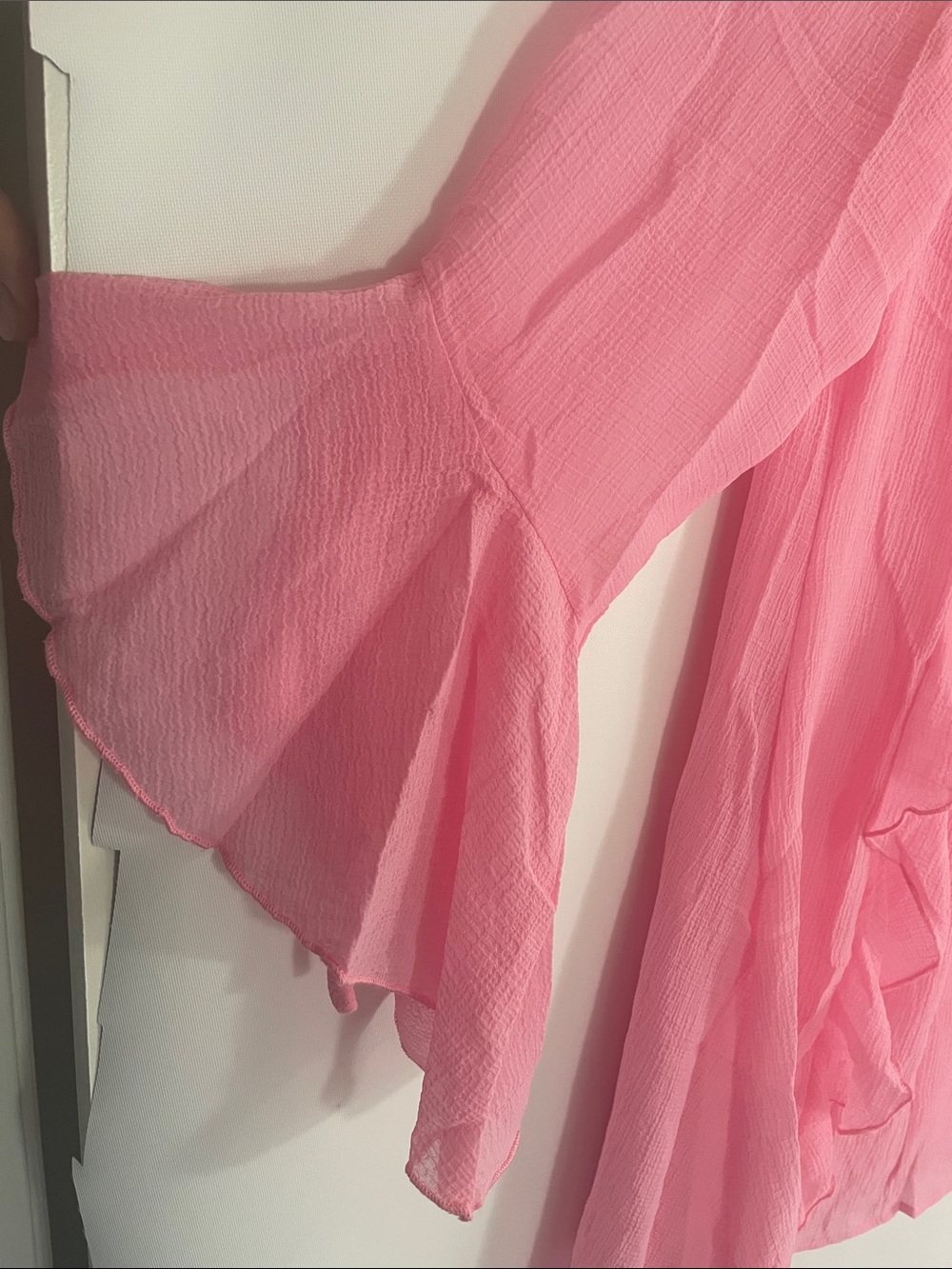 Entro Pink Ruffled V-Neck Blouse - Picture 5 of 6